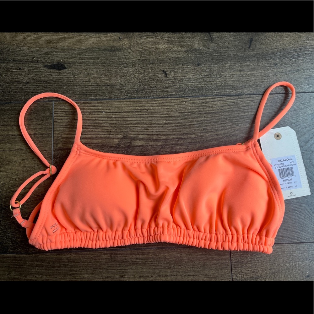 Billabong Sol Searcher Ruched Coral Pink Bikini Top